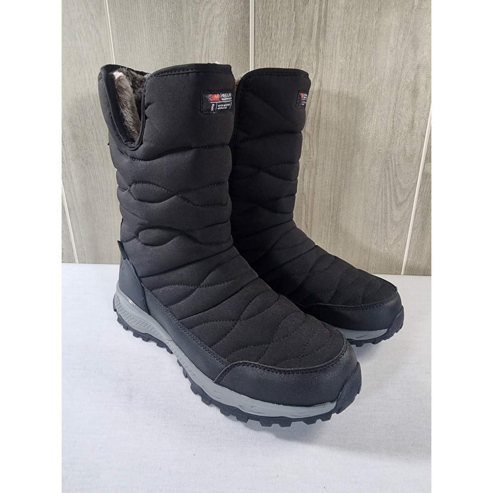 Ozark Trail Womens 9 Foldover Puffer Snow Boots  Black Waterproof 3M Thinsulate